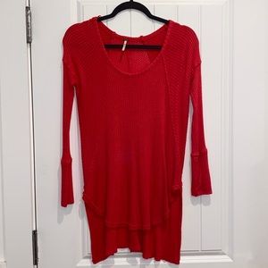 Free People bright coral orange long sweater